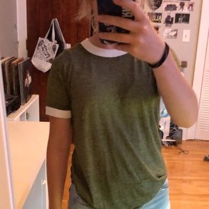 PINK: green tshirt with white accents